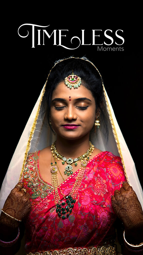 Bride with Pink Saree with jewels.